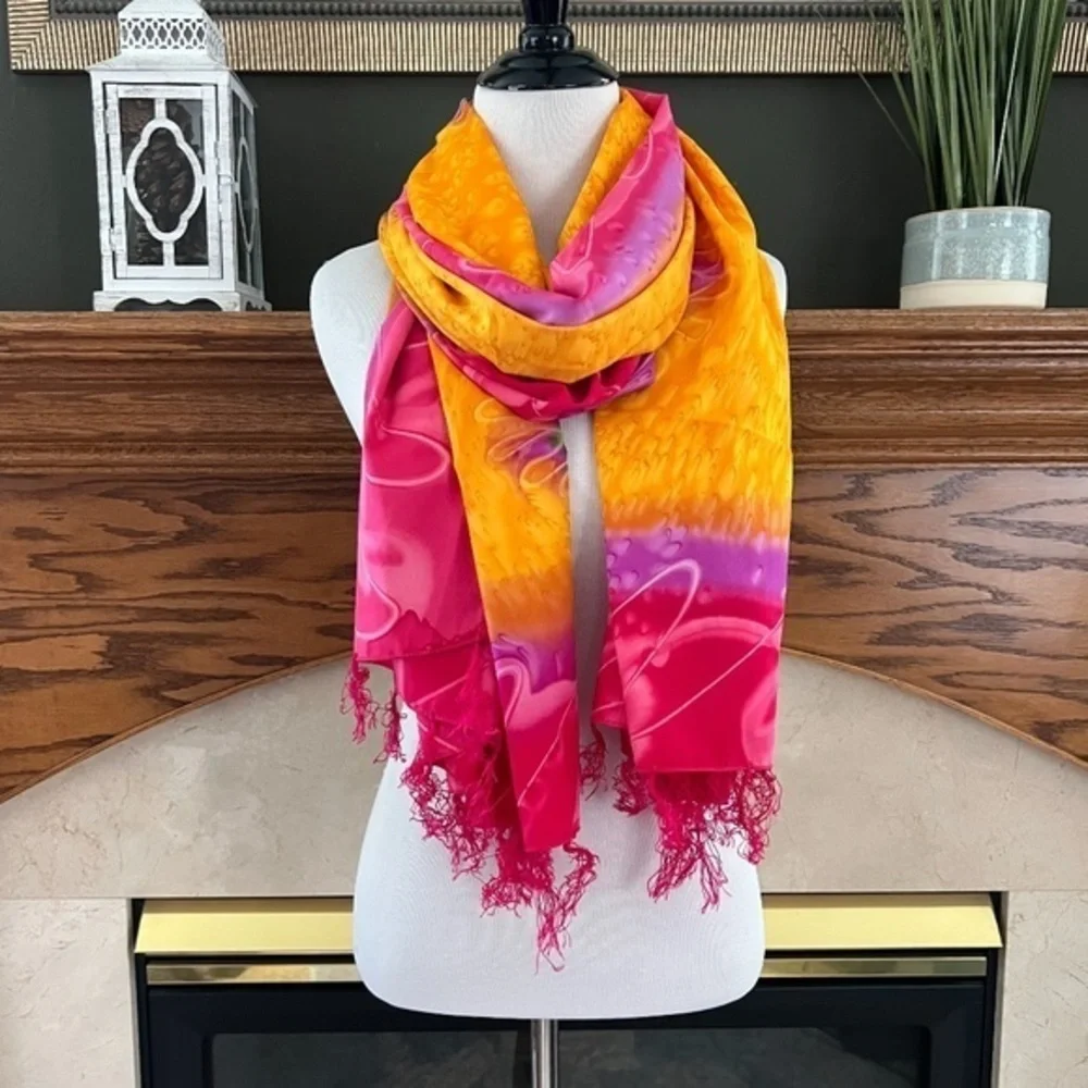 American Sarong Boho‎ Fringed Scarf Sz. 41.5” x 69.5”